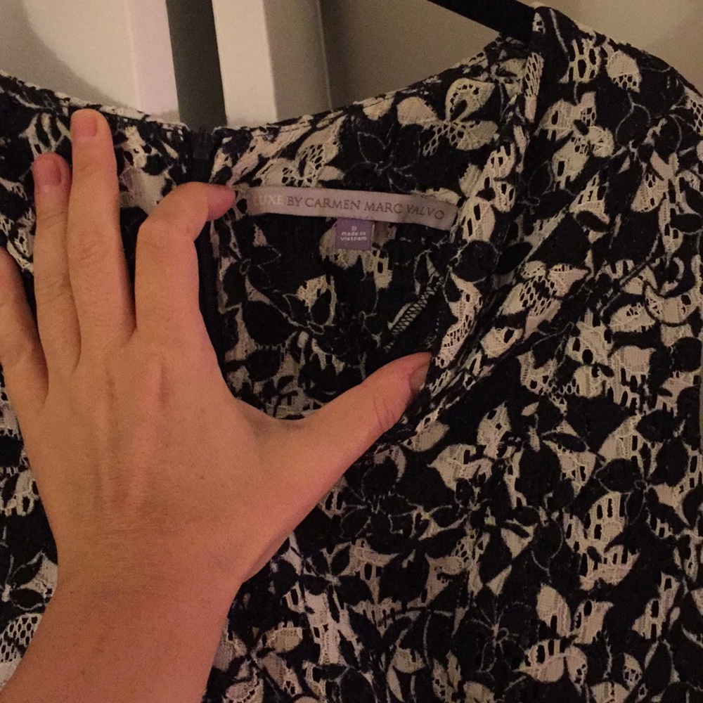 Carmen Marc Valvo eyelit black and white dress - Picture 2 of 4